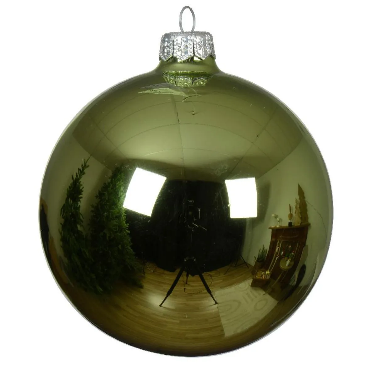 KAEMINGK Lot de 4 boules de Noël en verre (D100 mm) Arctique brillante Thé Vert Outlet