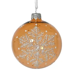 KAEMINGK Lot de 6 boules de Noël en verre (D80 mm) Flocon féerique Cognac Discount
