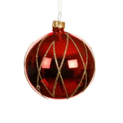 KAEMINGK Lot de 6 boules de Noël en verre (D80 mm) Prestige pailleté or Rouge Best