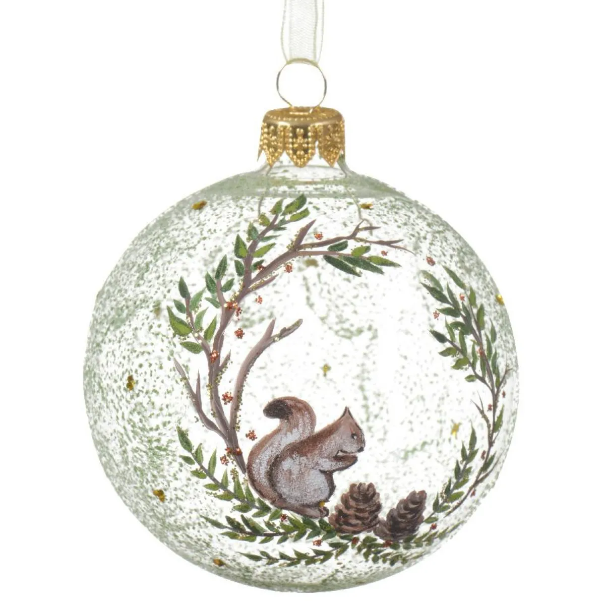 KAEMINGK Lot de 6 boules de Noël en verre (D80 mm) Écureuil sauvage Transparent Discount