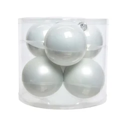 KAEMINGK Lot de 6 boules de Noël en verre (D80 mm) Myst d'hiver Blanc Clearance