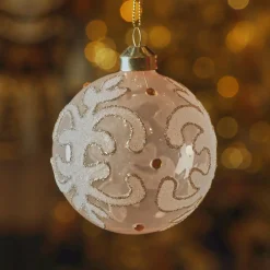 KAEMINGK Lot de 3 boules de Noël en verre (D80 mm) Castel Perle Clearance