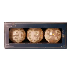 KAEMINGK Lot de 3 boules de Noël en verre (D80 mm) Castel Perle Clearance