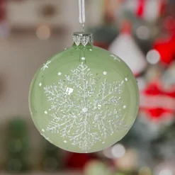 KAEMINGK Lot de 6 boules de Noël en verre (D80 mm) Flocon féerique Vert Online