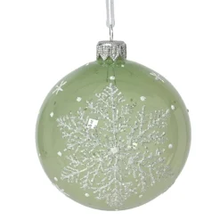 KAEMINGK Lot de 6 boules de Noël en verre (D80 mm) Flocon féerique Vert Online