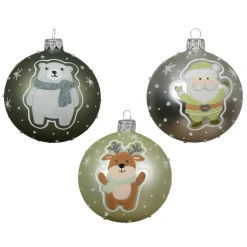 KAEMINGK Lot de 6 boules de Noël en verre (D80 mm) Mignonnerie de Noël Vert