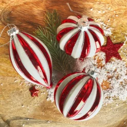 KAEMINGK Lot de 12 boules de Noël en verre (D80 mm) Christmas glam et Blanc Rouge Clearance
