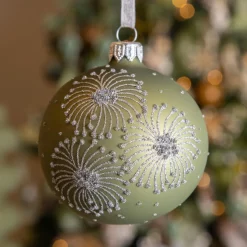 KAEMINGK Lot de 6 boules de Noël en verre (D80 mm) Feux d'artifice Vert romarin Best