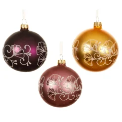 KAEMINGK Lot de 6 boules de Noël en verre (D80 mm) Bucolique Or, figue et rose Multicolore New