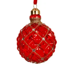 KAEMINGK Lot de 3 boules de Noël en verre (D80 mm) Carrat Rouge Online