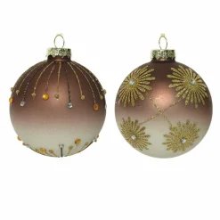 KAEMINGK Lot de 3 boules de Noël en verre (D80 mm) Musc Marron New