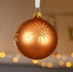KAEMINGK Lot de 6 boules de Noël en verre (D80 mm) Diamond star Cognac Outlet