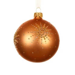 KAEMINGK Lot de 6 boules de Noël en verre (D80 mm) Diamond star Cognac Outlet