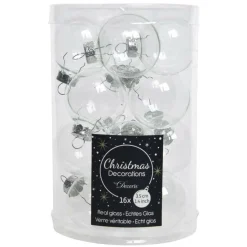 KAEMINGK Lot de 16 boules de Noël en verre (D35 mm) Myst Transparent Outlet
