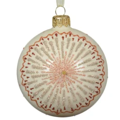 KAEMINGK Lot de 6 boules de Noël en verre (D80 mm) Médaillon étoilé Blanc laine Best