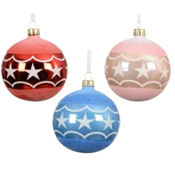 KAEMINGK Lot de 6 boules de Noël en verre (D80 mm) Cirque d'étoile Multicolore