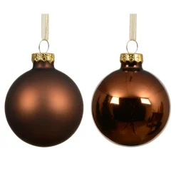 KAEMINGK Lot de 6 boules de Noël en verre (D80 mm) Boréal Brun café Online