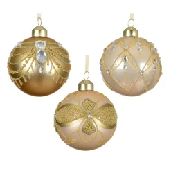 KAEMINGK Lot de 12 boules de Noël en verre (D80 mm) Altesse et perle Or