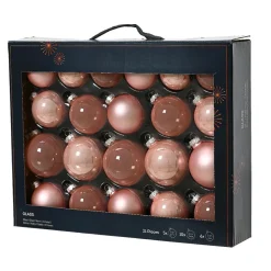 KAEMINGK Lot de 21 boules de Noël en verre Assorties Cristal Rose poudré Clearance
