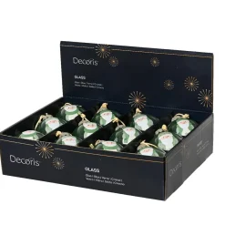 KAEMINGK Lot de 12 boules de Noël en verre (D80 mm) Lutins joyeux Vert romarin Hot