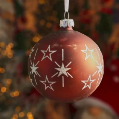 KAEMINGK Lot de 6 boules de Noël en verre (D80 mm) Etoiles en fête Brun café Discount