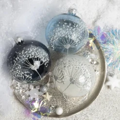 KAEMINGK Lot de 6 boules de Noël en verre (D80 mm) Berce du Caucase Bleu Online