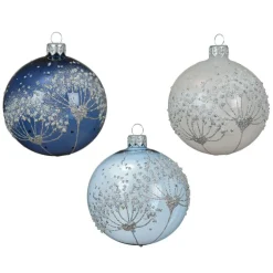 KAEMINGK Lot de 6 boules de Noël en verre (D80 mm) Berce du Caucase Bleu Online