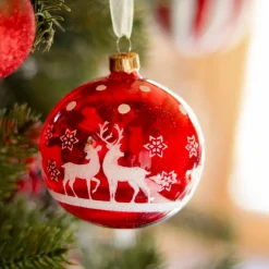KAEMINGK Lot de 6 boules de Noël en verre (D80 mm) Rudolf Rouge Best