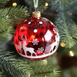 KAEMINGK Lot de 6 boules de Noël en verre (D80 mm) Rudolf Rouge Best