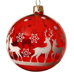 KAEMINGK Lot de 6 boules de Noël en verre (D80 mm) Rudolf Rouge Best