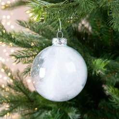 KAEMINGK Lot de 4 boules de Noël en verre (D70 mm) Plumes Transparent Sale