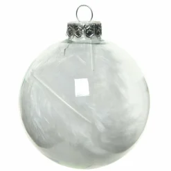 KAEMINGK Lot de 4 boules de Noël en verre (D70 mm) Plumes Transparent Sale