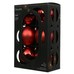 KAEMINGK Lot de 6 boules de Noël en verre (D80 mm) Boréal Rouge Outlet