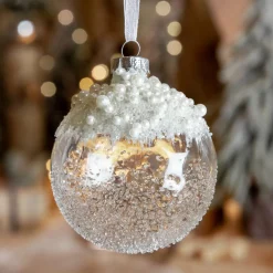 KAEMINGK Lot de 3 boules de Noël en verre (D80 mm) Mouchetée Blanc irisé Best