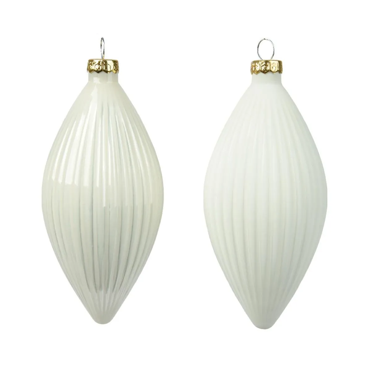 KAEMINGK Lot de 3 boules de Noël en verre (D60 mm) Goutte précieuse Blanc laine New