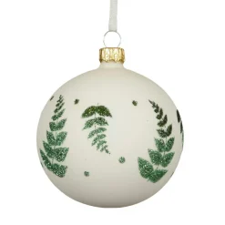 KAEMINGK Lot de 6 boules de Noël en verre (D80 mm) Délicatesse et vert pailleté Blanc laine Clearance