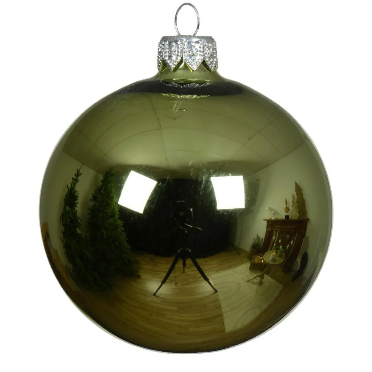 KAEMINGK Lot de 6 boules de Noël en verre (D80 mm) Arctique brillante Thé Vert