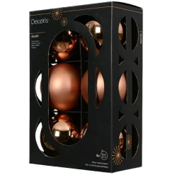 KAEMINGK Lot de 6 Boules de Noël en verre (D80 mm) Boréal Cognac Hot