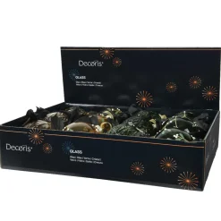 KAEMINGK Lot de 12 boules de Noël en verre (80 mm) Skellig transparente et cuivre Vert Clearance