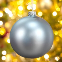 KAEMINGK Lot de 4 boules de Noël en verre (D100 mm) Arctique mate Bleu brumeux Sale