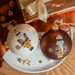 KAEMINGK Lot de 6 boules de Noël en verre (D80 mm) Casse-noisettes Chocolatés Marron
