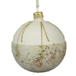 KAEMINGK Lot de 6 boules de Noël en verre (D80 mm) Ballotine Blanc laine Best
