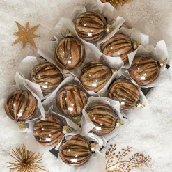 KOOPMAN Lot de 12 boules de Noël en verre (D80 mm) New York Brun scintillant Marron Hot
