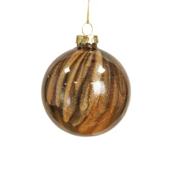 KOOPMAN Lot de 12 boules de Noël en verre (D80 mm) New York Brun scintillant Marron Hot