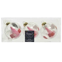 KAEMINGK Lot de 3 boules de Noël en verre (D80 mm) Cadeau Transparent Clearance