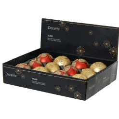 KAEMINGK Lot de 12 boules de Noël en verre (D80 mm) Baroque et or Rouge Discount
