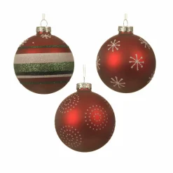 KAEMINGK Lot de 3 boules de Noël en verre (D80 mm) Meov Rouge Online