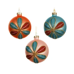 KAEMINGK Lot de 12 boules de Noël en verre (D80 mm) Pétales pailletées Multicolore Outlet