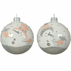KAEMINGK Lot de 6 boules de Noël en verre (D80 mm) Federico Blanc Hot