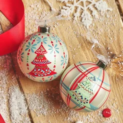 KAEMINGK Lot de 12 boules de Noël en verre (D80 mm) Folk slave Multicolore Clearance